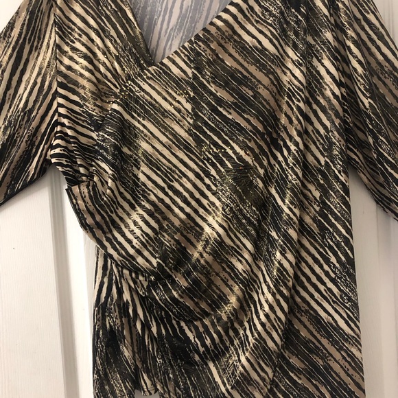 Dress Barn Woman - Women’s Metallic Gold and Black Dress Blouse, Size 2X. - Picture 2 of 3